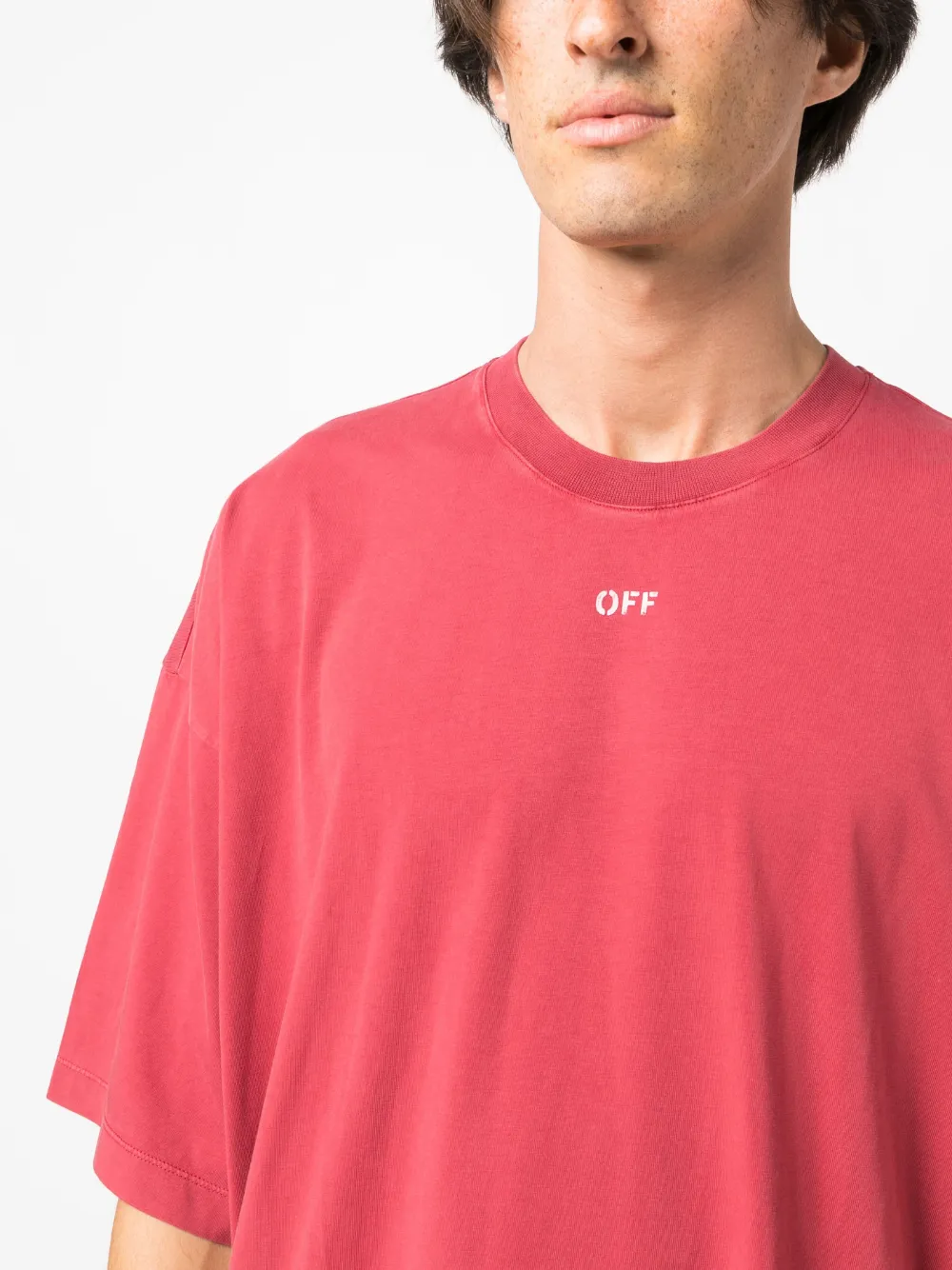 Shop Off-white Graphic-print Cotton T-shirt In Red