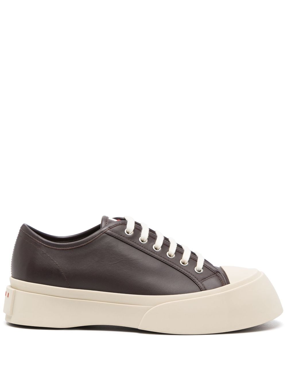 Marni Lace-up Leather Sneakers In Brown