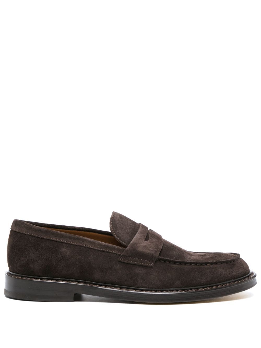 Doucal's Penny-slot Suede Loafers In Brown