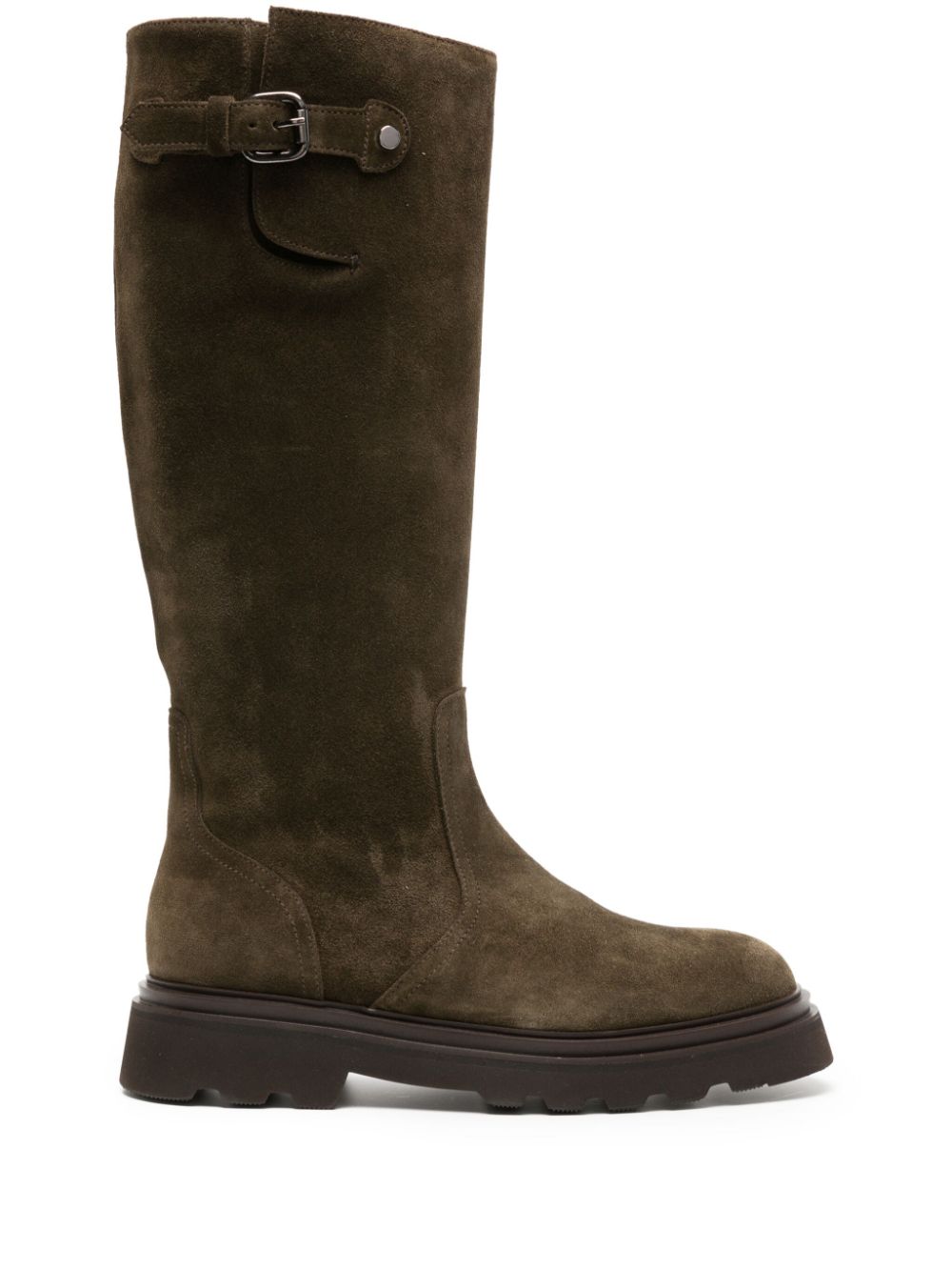 Knee high green 2025 suede boots