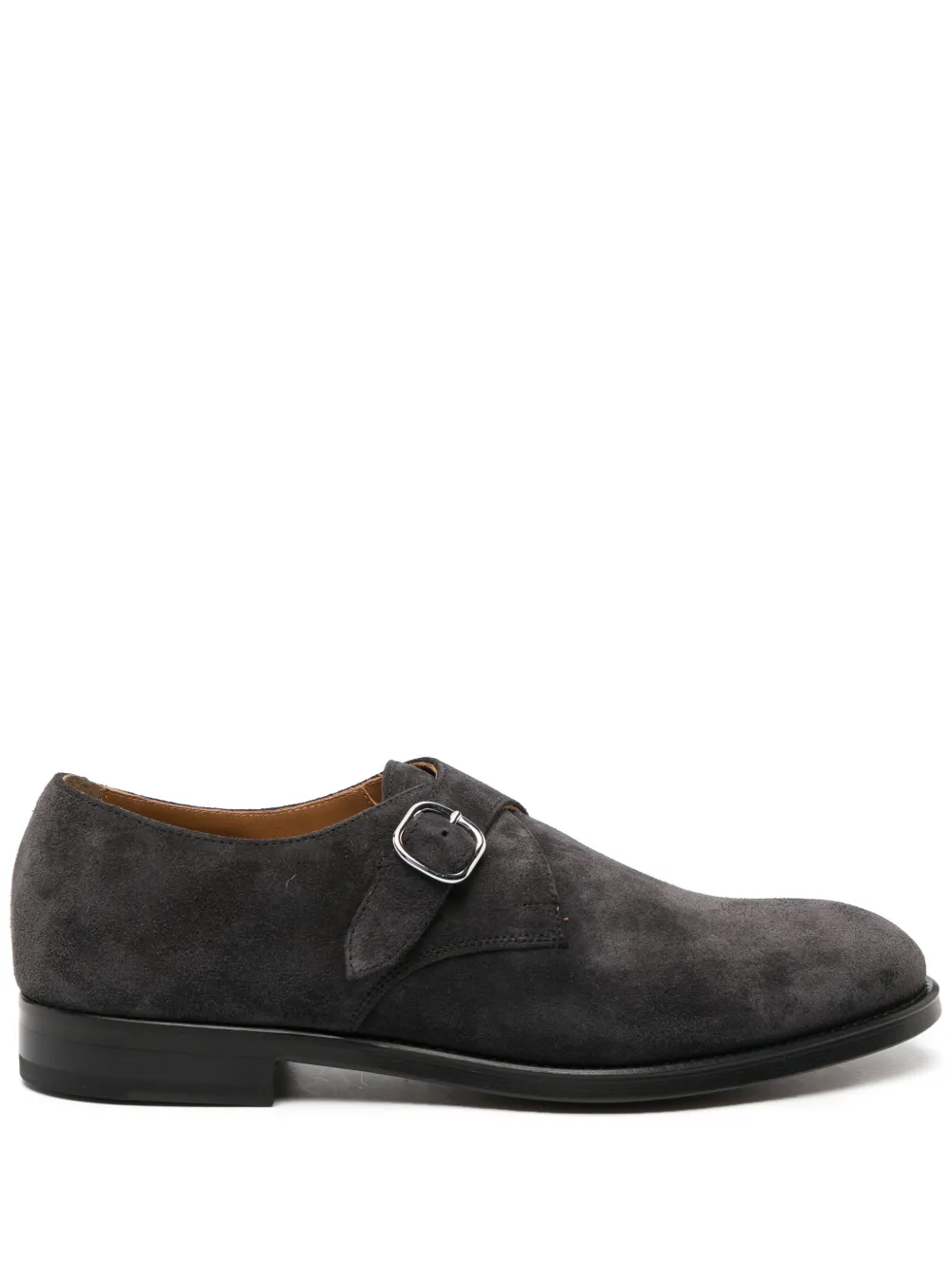 Doucal's Buckled Suede Monk Shoes In Grey