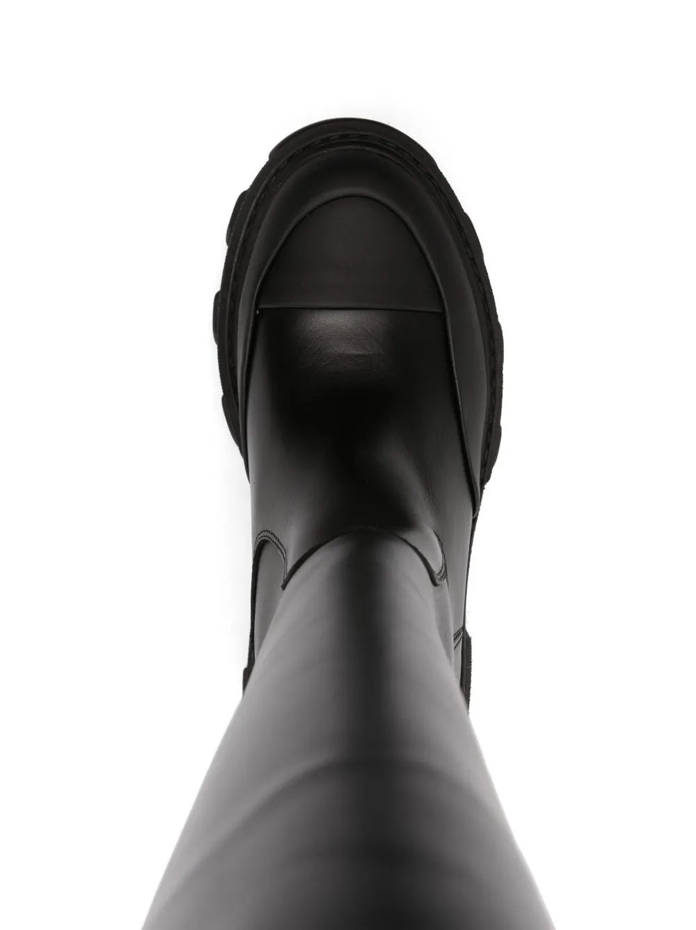 Shop Ganni Ruber Toecap Leather Boots In Black