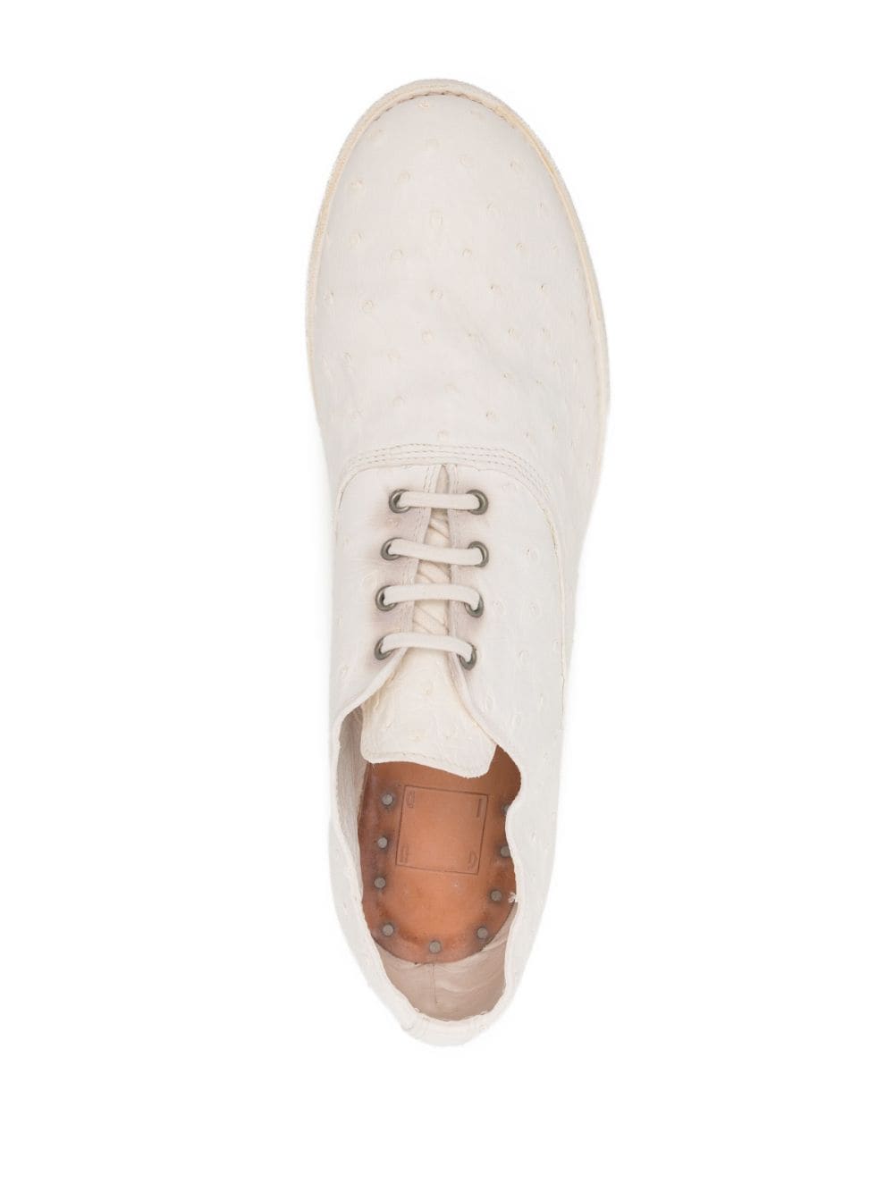 Shop Guidi Panelled Leather Derby Shoes In White