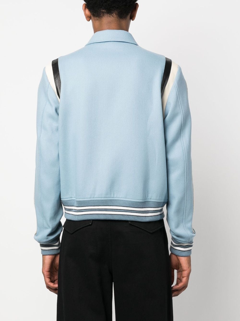 Shop Amiri Logo-print Bone-patch Jacket In Blue