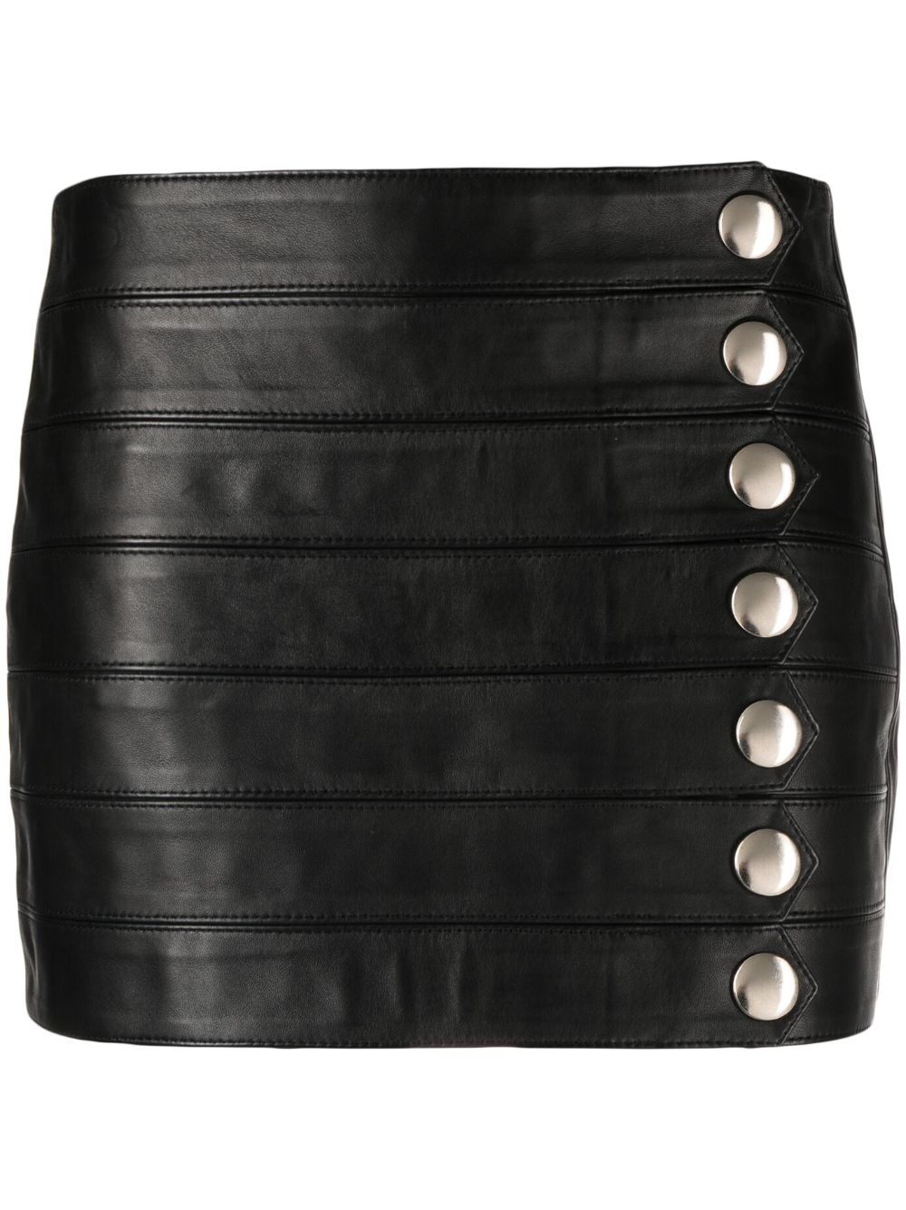 button-detail leather skirt