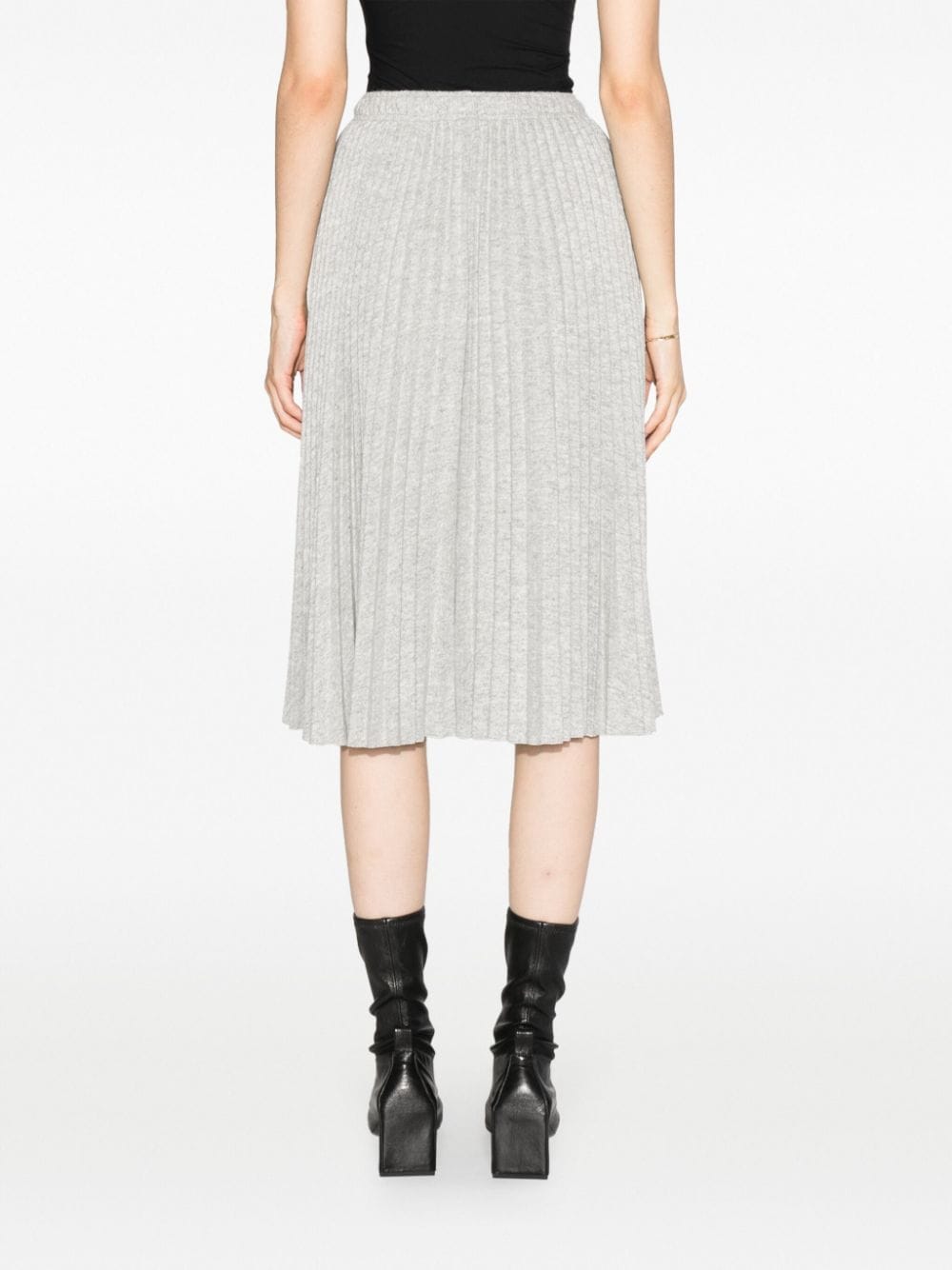 Shop Ermanno Scervino High-waist Pleated Midi Skirt In Grey