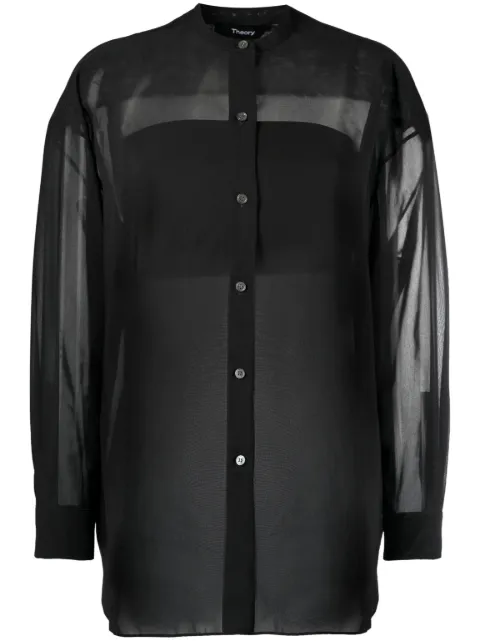 Theory camisa transparente manga larga