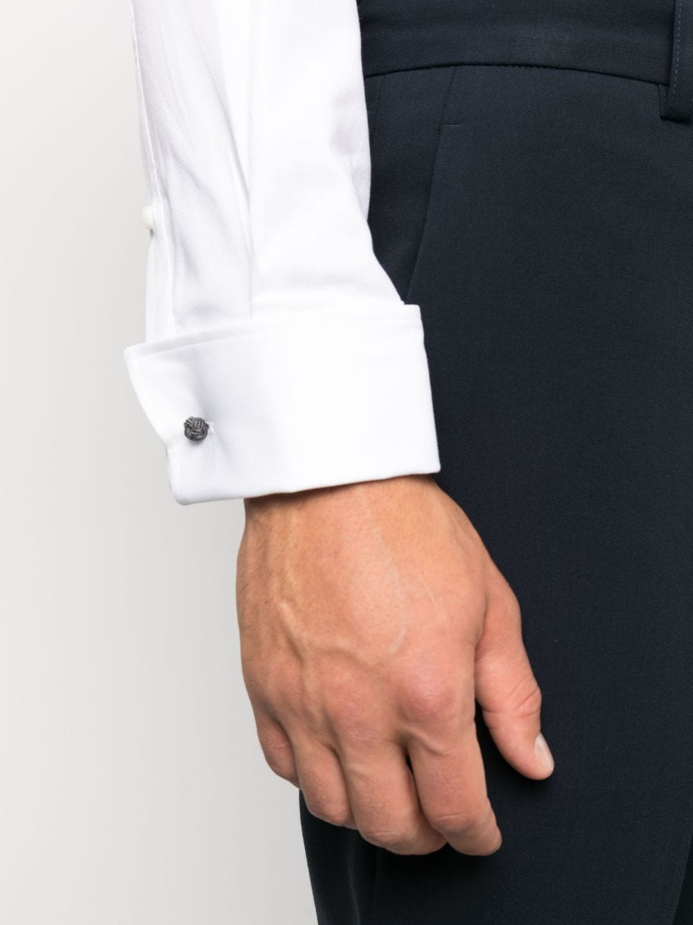 Shop Hugo Boss Double-cuff Long-sleeve Shirt In White