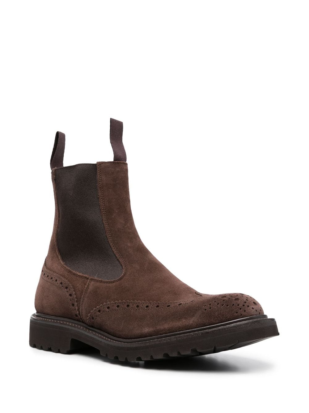 Shop Tricker's Perforated Suede Ankle Boots In Brown