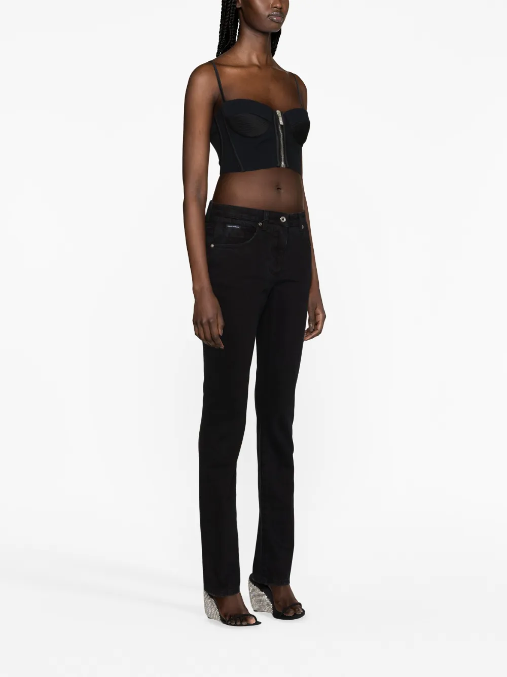 Dolce & Gabbana Distressed Slim-leg Jeans In Black