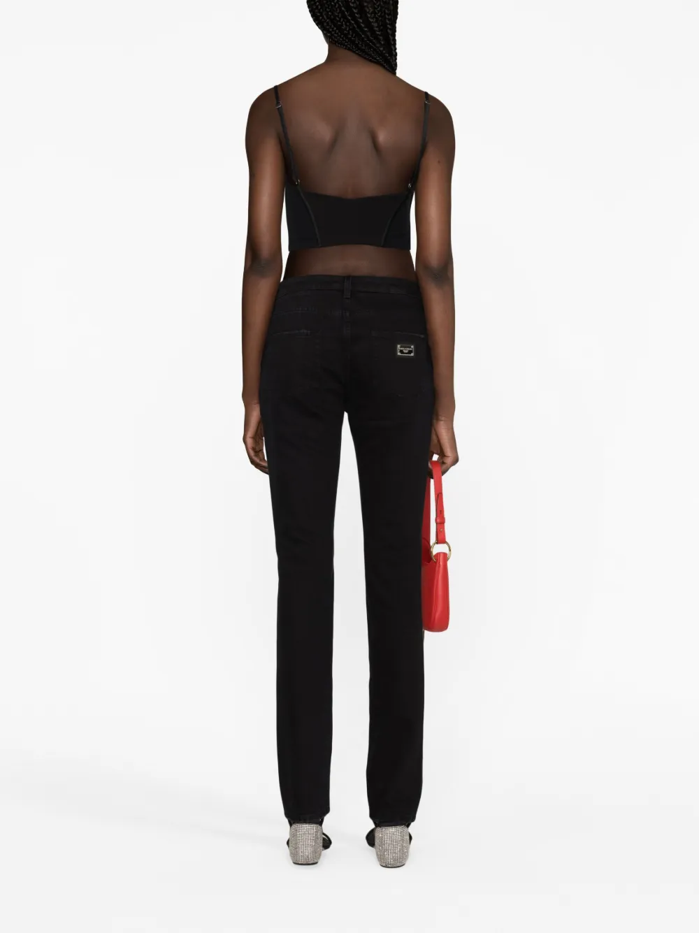 Dolce & Gabbana Distressed Slim-leg Jeans In Black