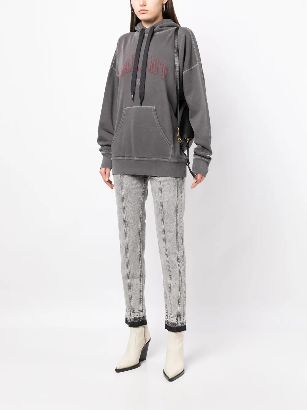 Shop Marant Etoile Mansel Logo-print Hoodie In Grey