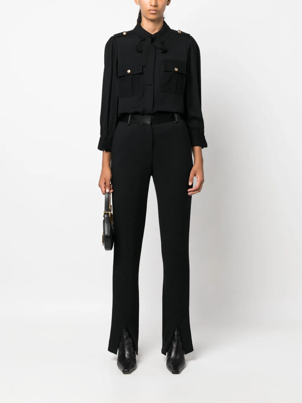 Elisabetta Franchi logo-embossed buttons blouse - Zwart