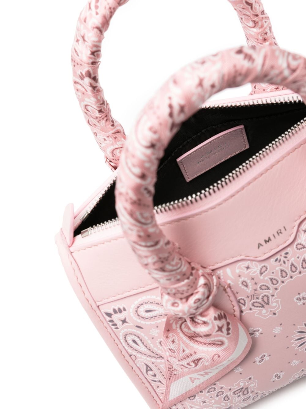 Shop Amiri Mini Bandana Leather Tote Bag In Pink