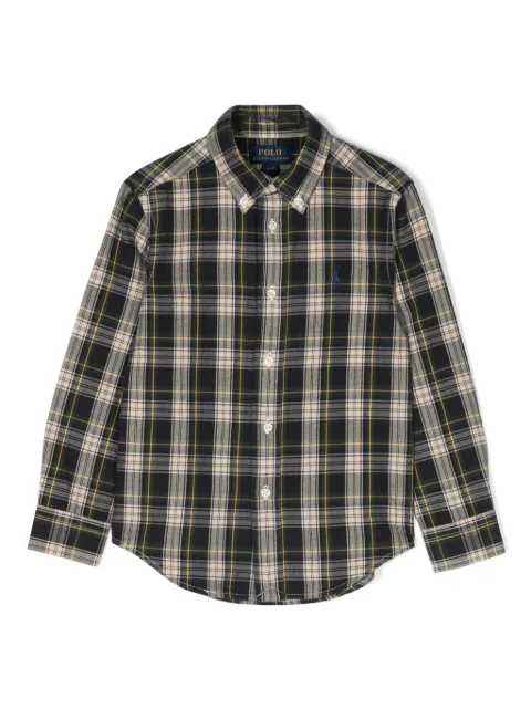 POLO RALPH LAUREN KIDS قميص قطن كاروهات مضفرة