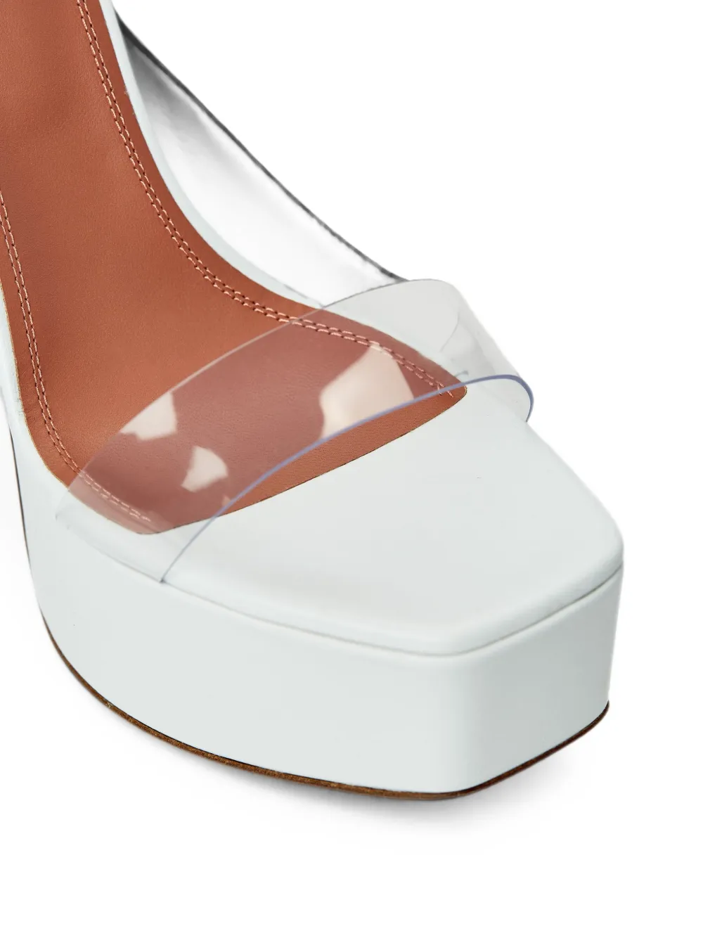 Amina Muaddi Sita ankle-fastening heeled sandals Wit