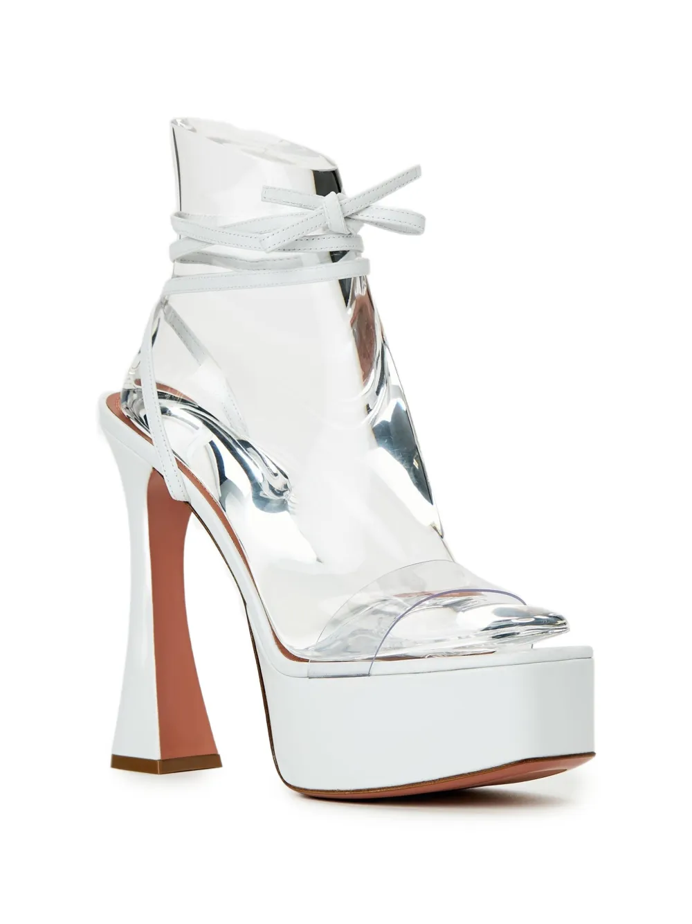 Amina Muaddi Sita ankle-fastening heeled sandals Wit