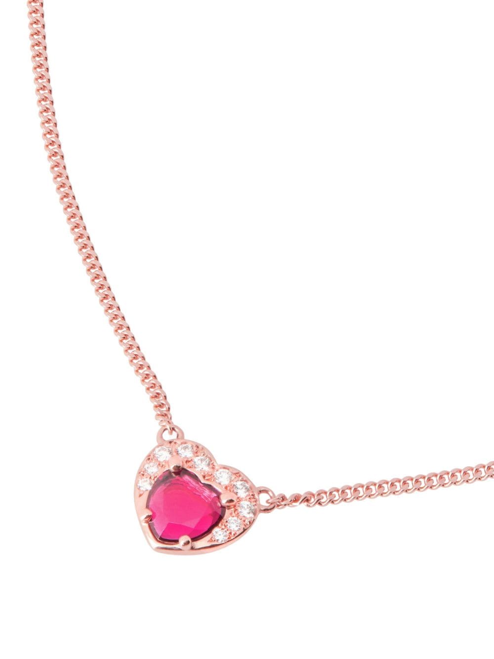 Shop Dodo 9kt Rose Gold Precious Heart Diamond And Ruby Necklace In Pink