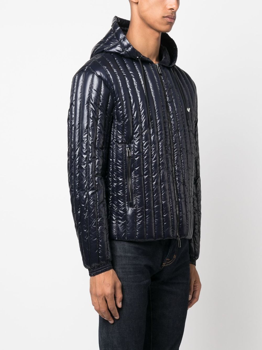 Emporio Armani logo-embroidered hooded padded jacket Men