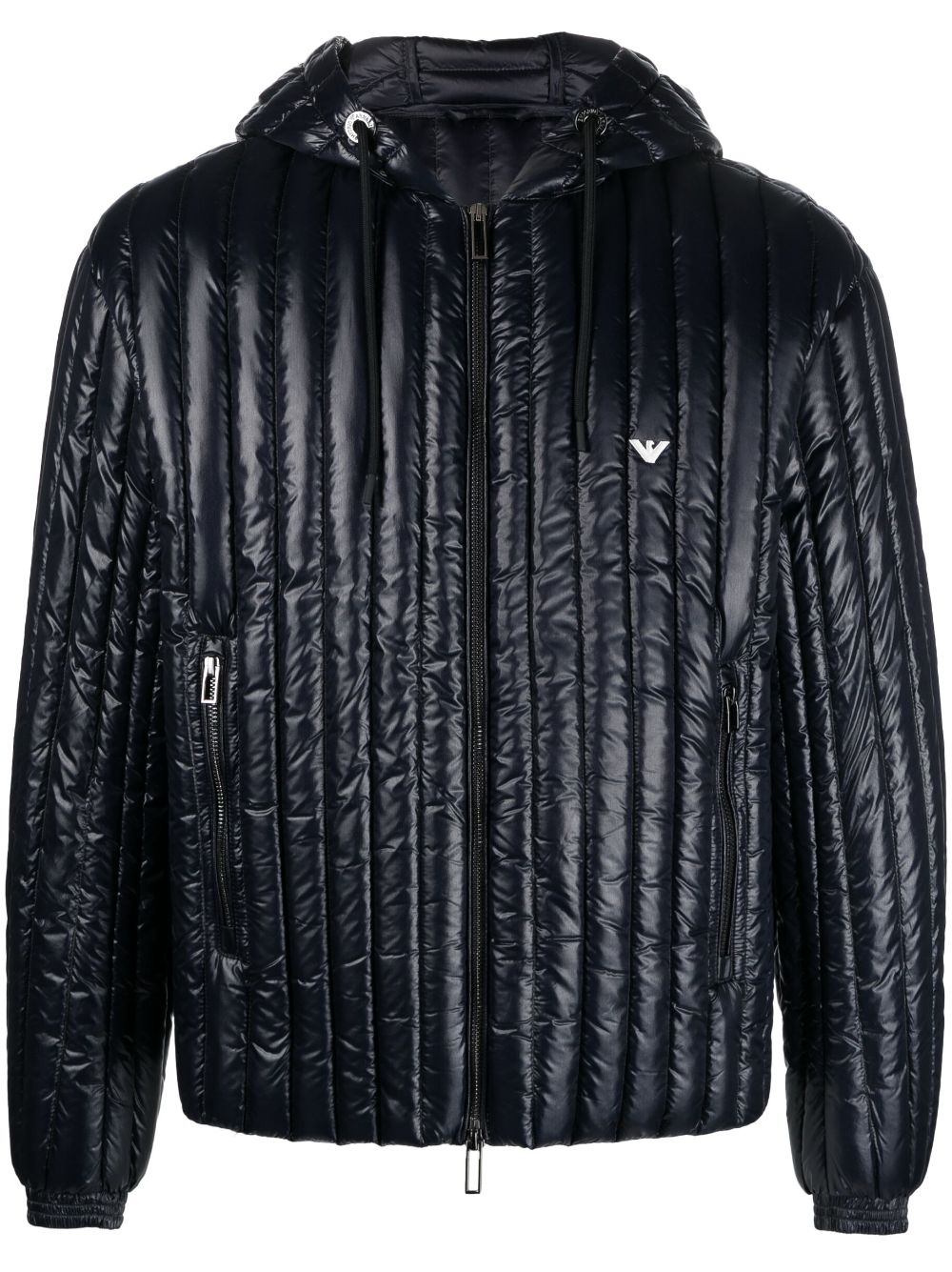 Emporio Armani logo-embroidered hooded padded jacket Men