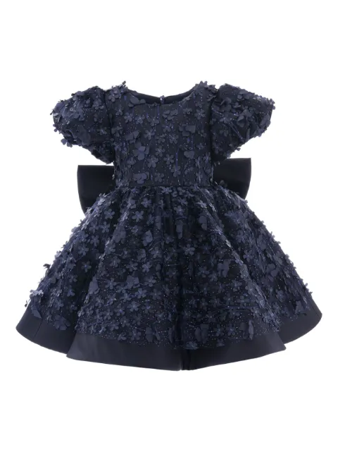 Tulleen oversize-bow floral-appliqué dress