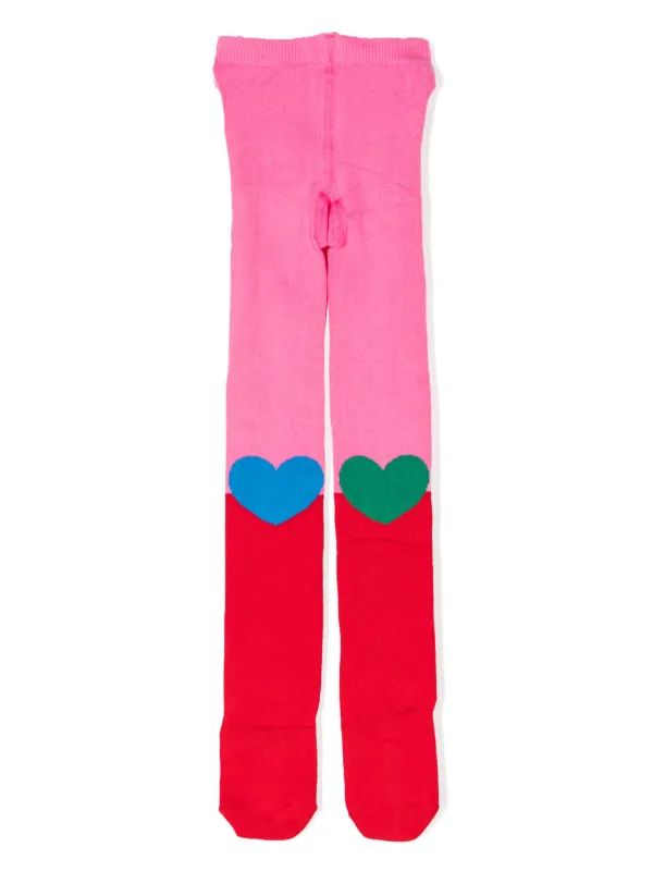 colourblock heart-motif tights