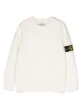 Stone Island Junior Compass-motif crew-neck jumper - White
