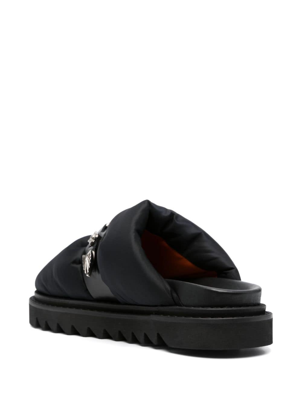 Shop Toga Virilis Stud-embellished Panelled Leather Slides In Black