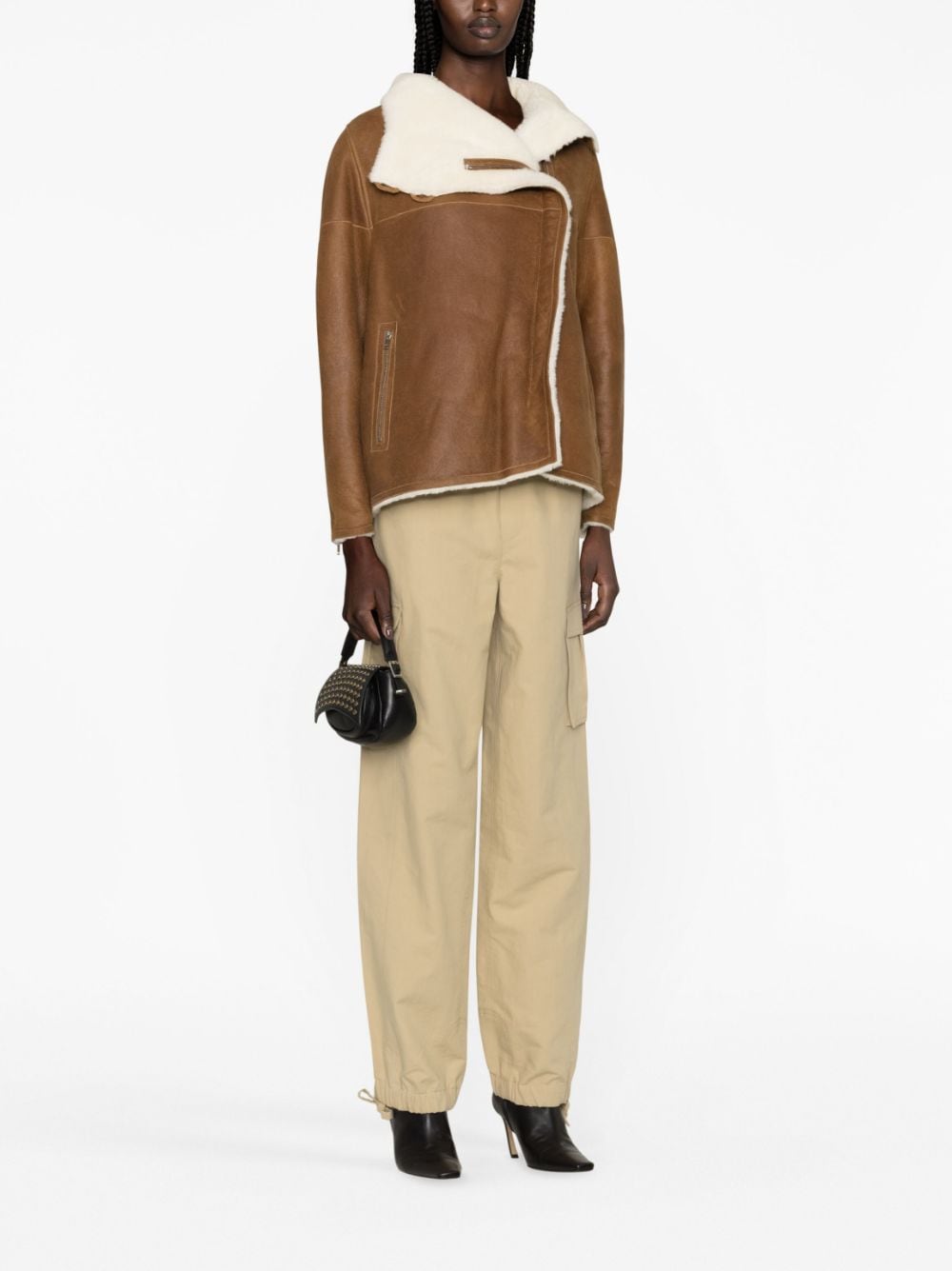 Shop Isabel Marant Fur-lining Leather Jacket In Brown
