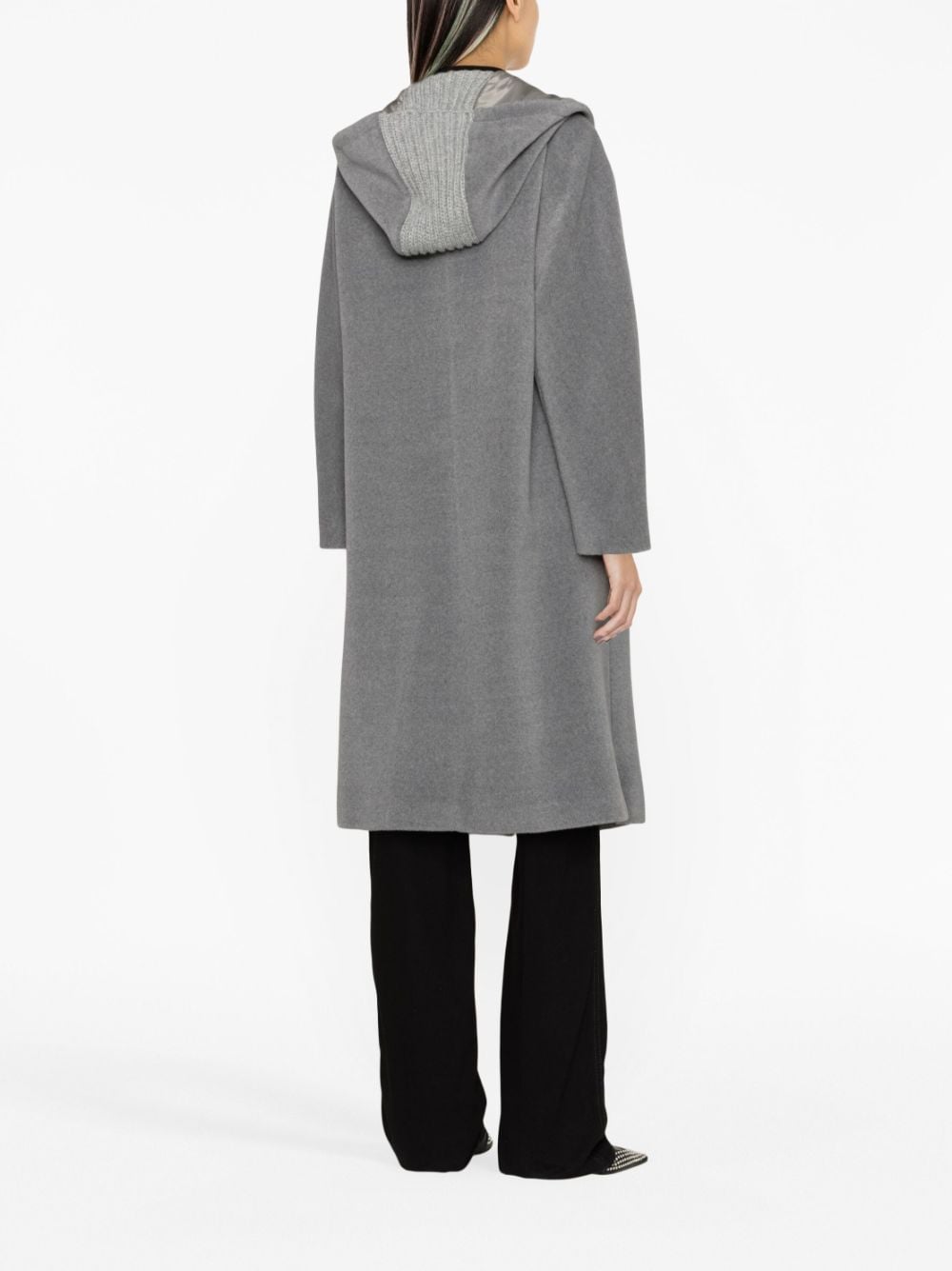 Shop Fabiana Filippi Drawstring-hood Belted Midi Coat In Grau