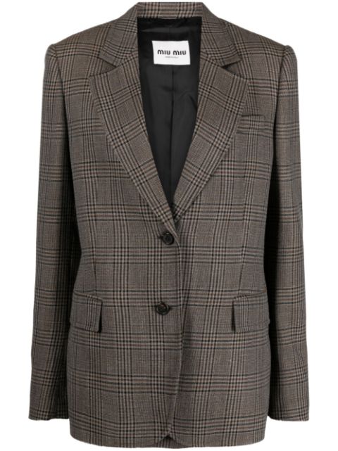 Miu Miu plaid-check single-breasted blazer Women