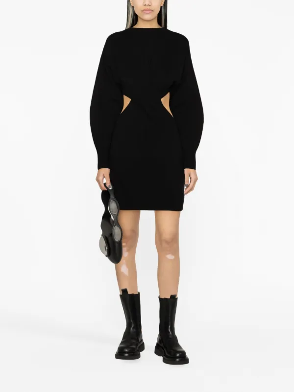 Alexander McQueen ブラック ニットミニワンピース XS ドレス Alexander McQueen cut-out ribbed-knit Minidress | Black | FARFETCH