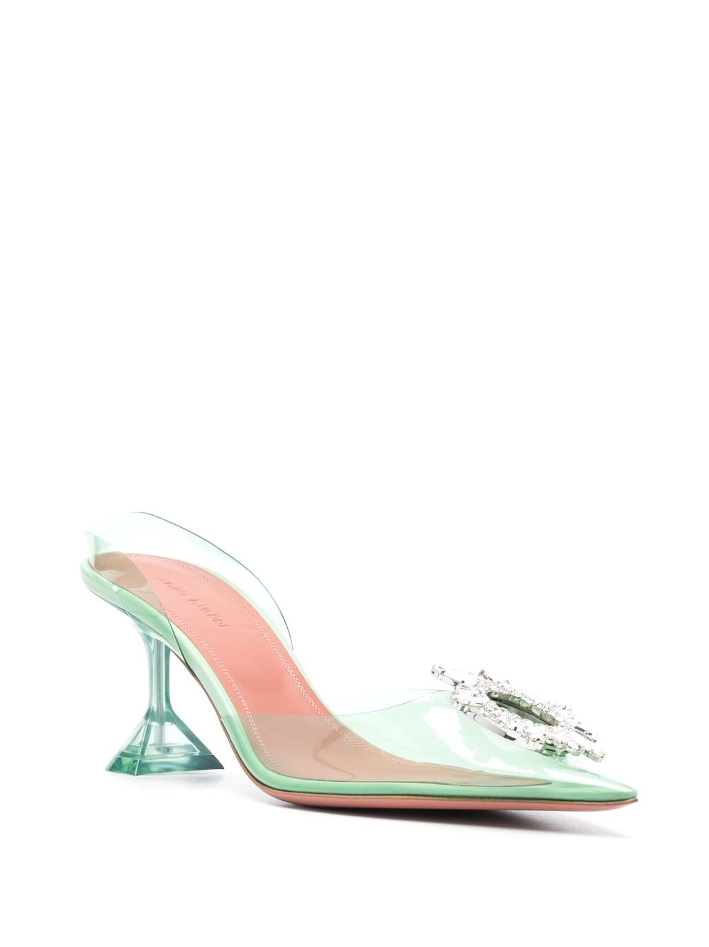 Amina Muaddi Begum Glass 70mm translucent pumps - Groen