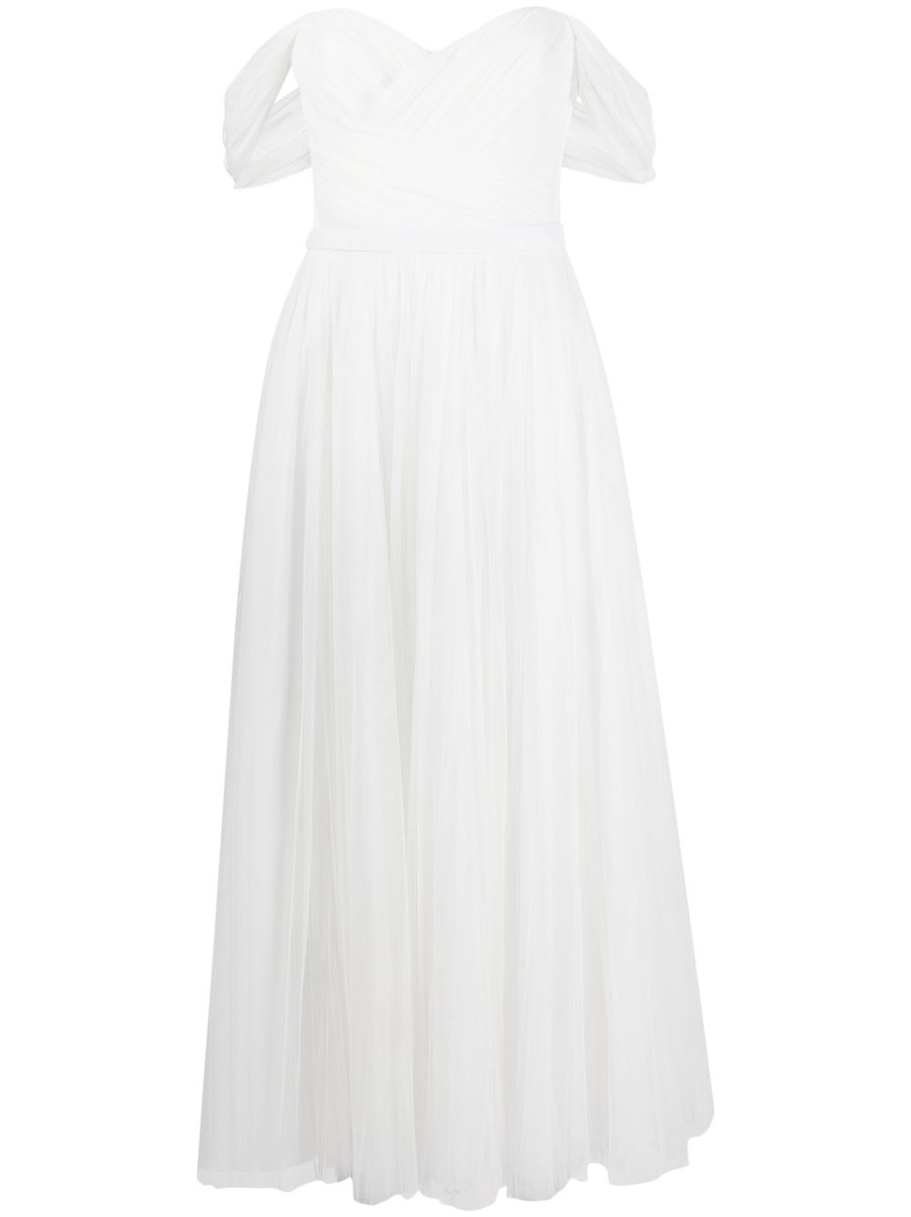 Ana Radu Off-shoulder Fluted Maxi Dress In White