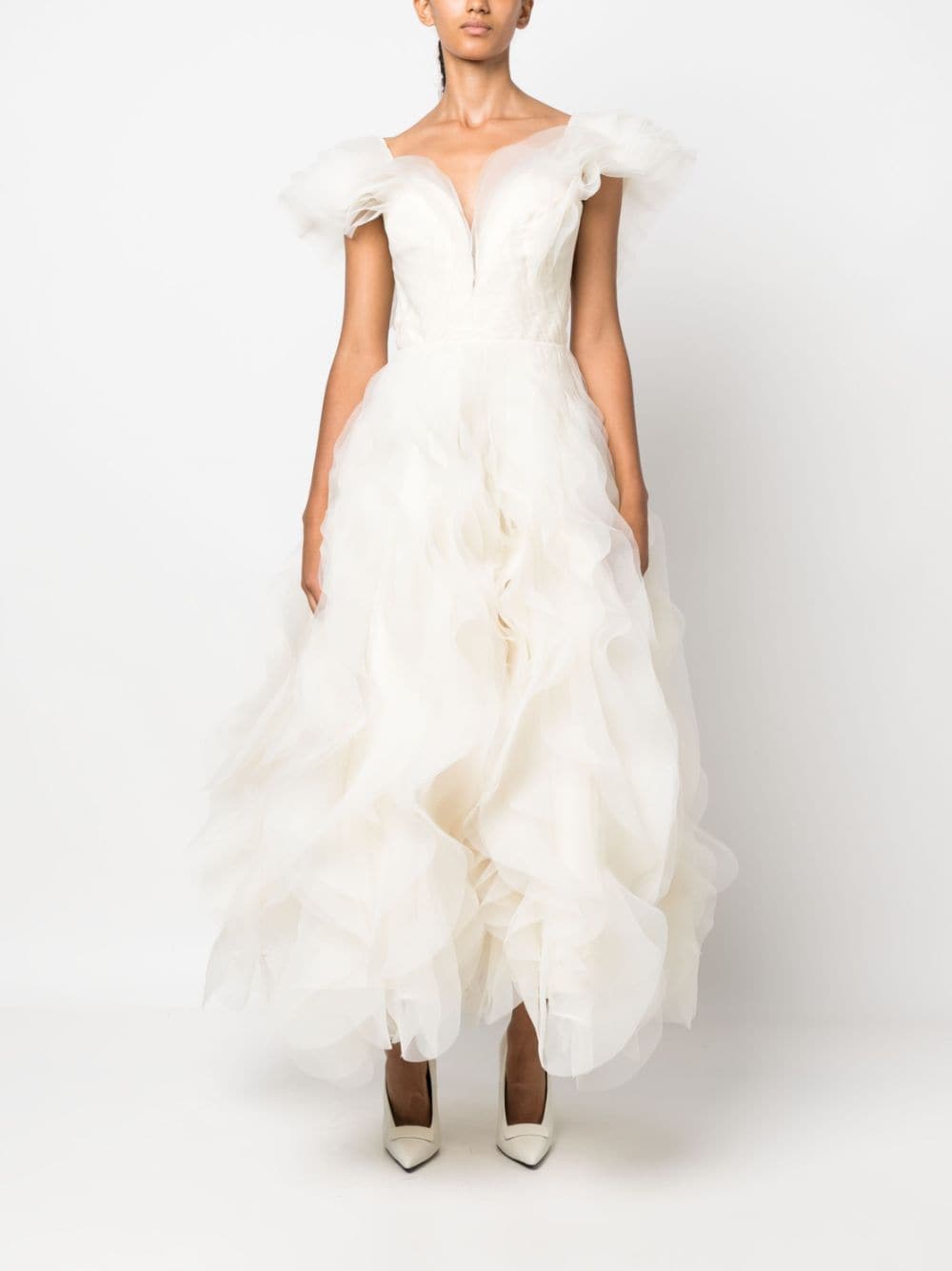 Shop Ana Radu Fully-ruffled Maxi Dress In White