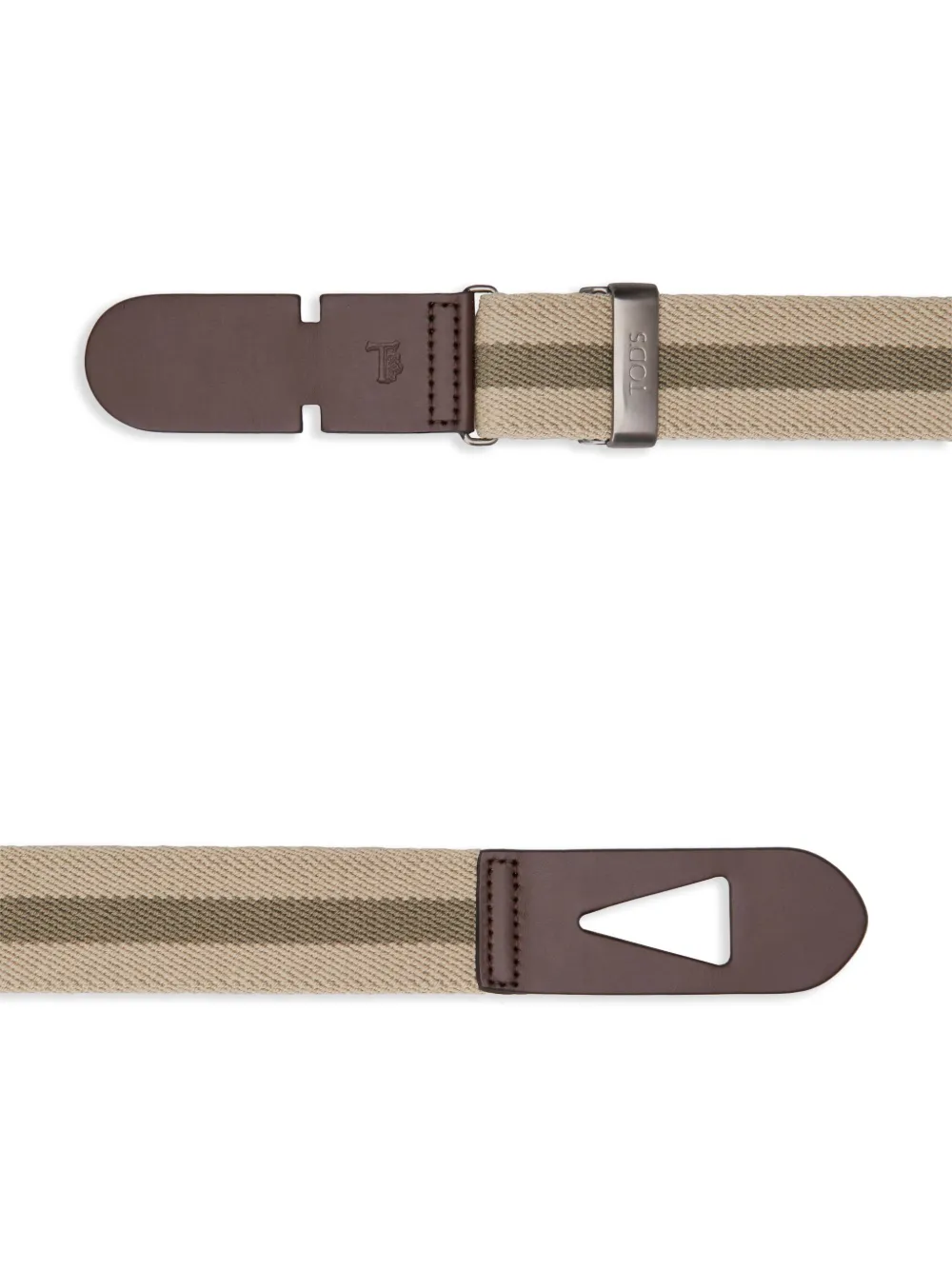 Shop Tod's Striped Snap-buckle Belt In Neutrals