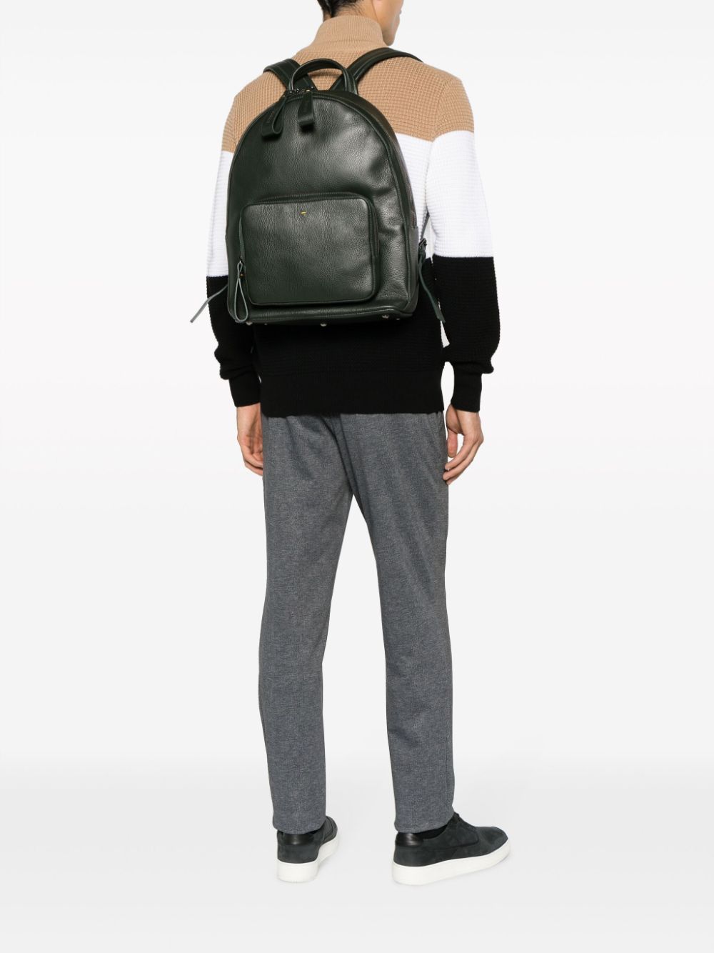 Shop Doucal's Tumbled Leather Backpack In Green
