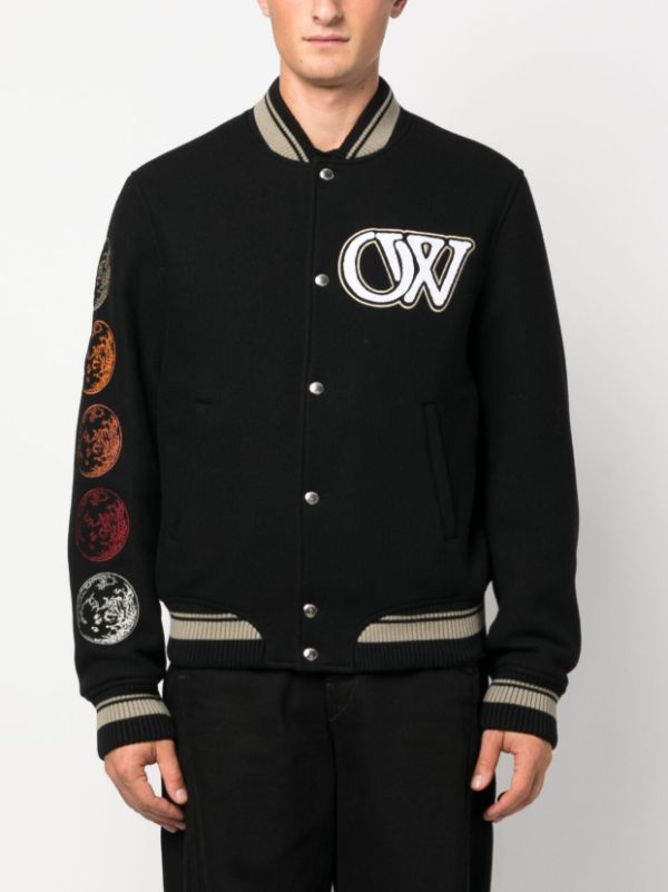 Off-White logo-appliqué Bomber Jacket - Farfetch