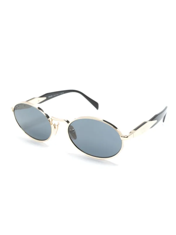 Prada Eyewear logo-engraved oval-frame Sunglasses | Gold