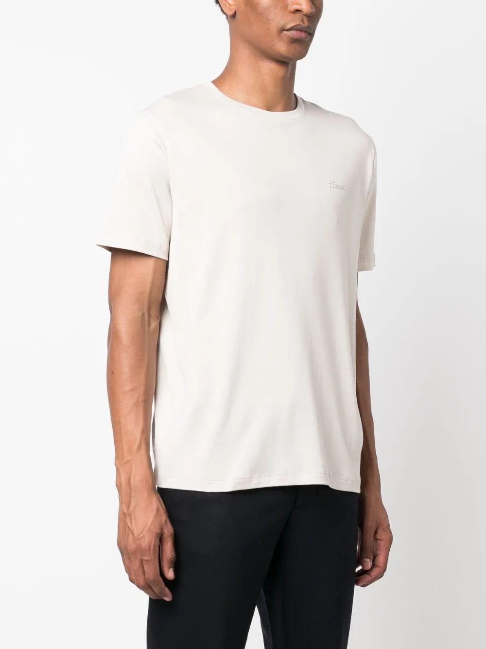Herno Logo-plaque Cotton T-shirt in Neutrals, view 3