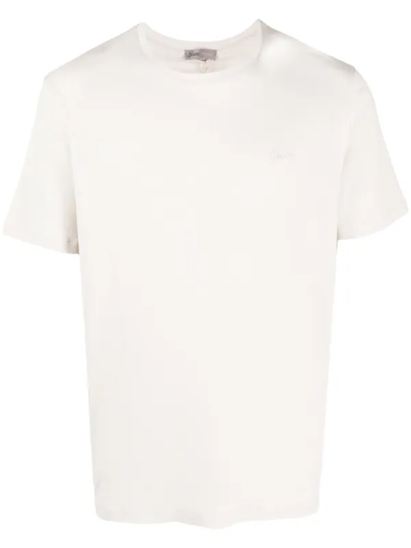Herno Logo-plaque Cotton T-shirt in Neutrals