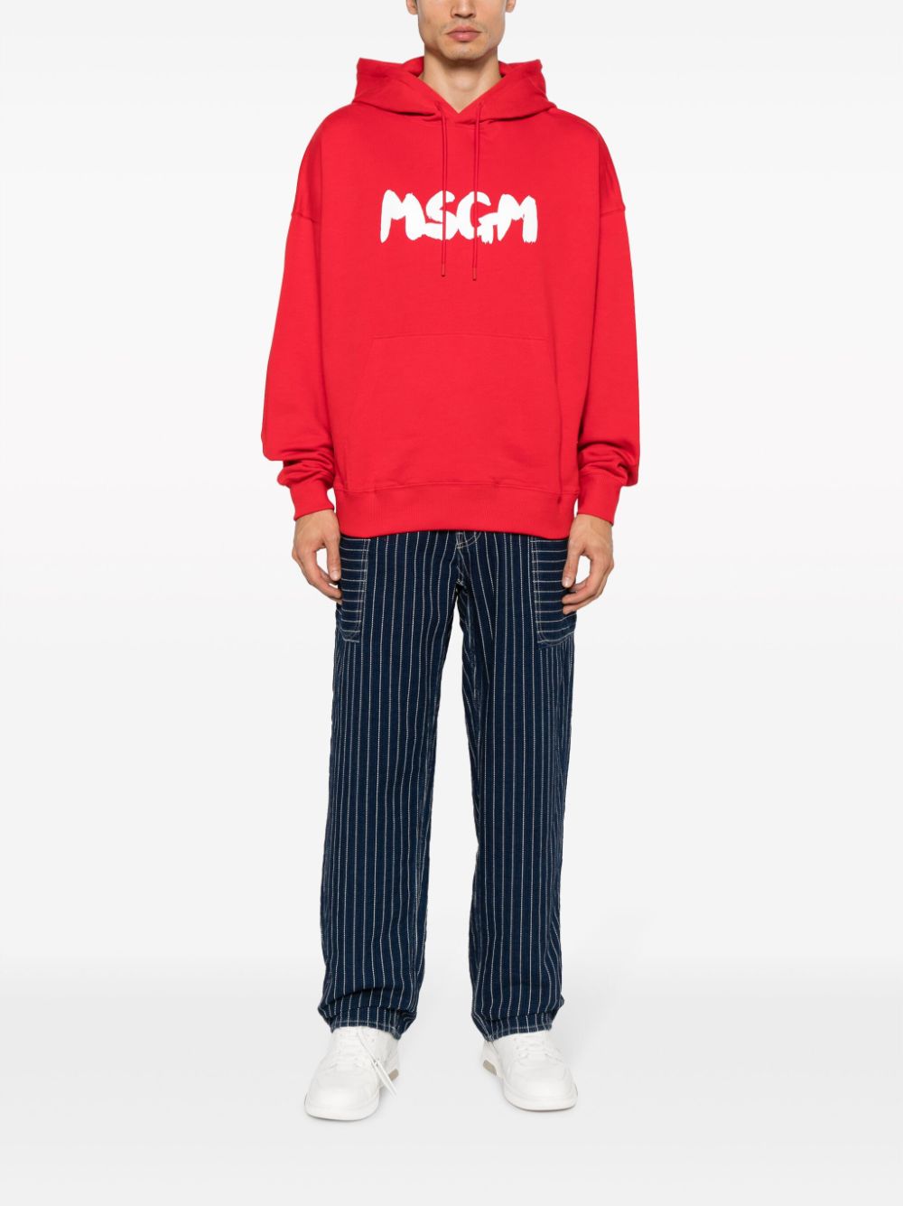 MSGM logo-print cotton hoodie - Rood