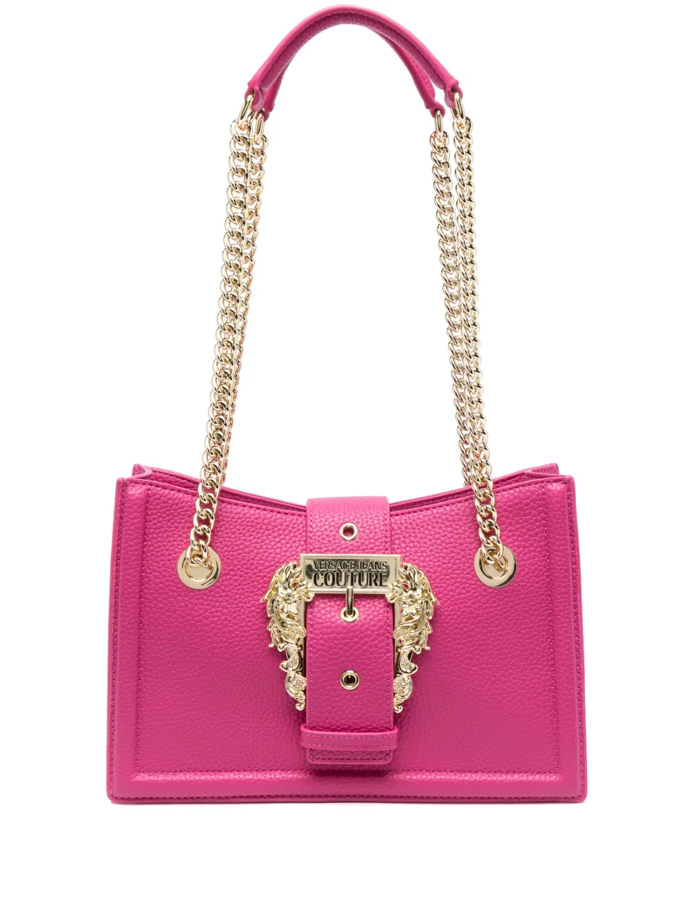 Versace Jeans Couture Logo-engraved Buckle Shoulder Bag In 455fuxia