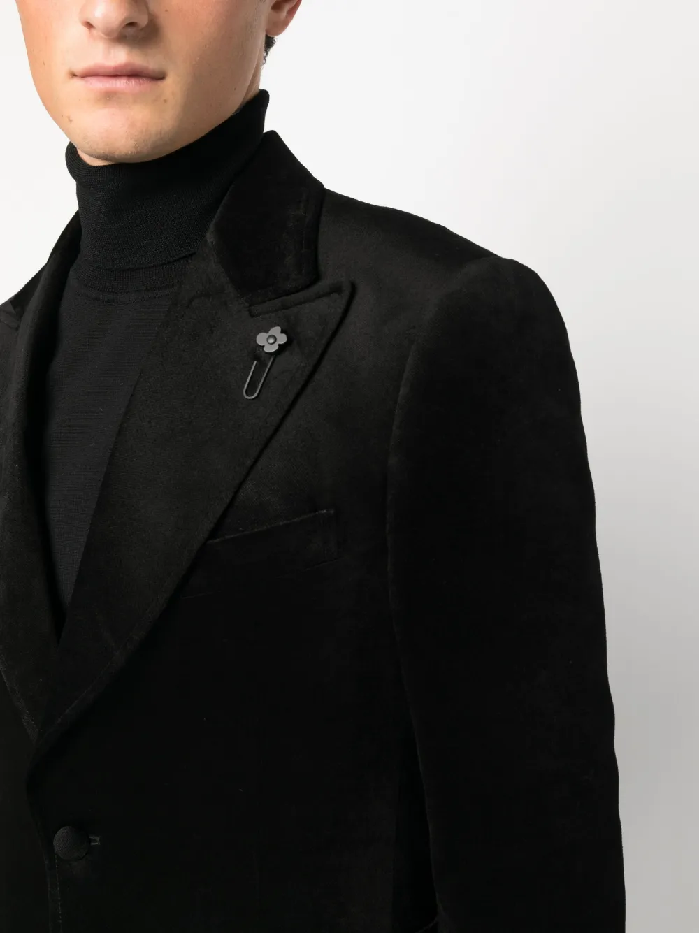 Brooch-Detail Single-Breasted Blazer