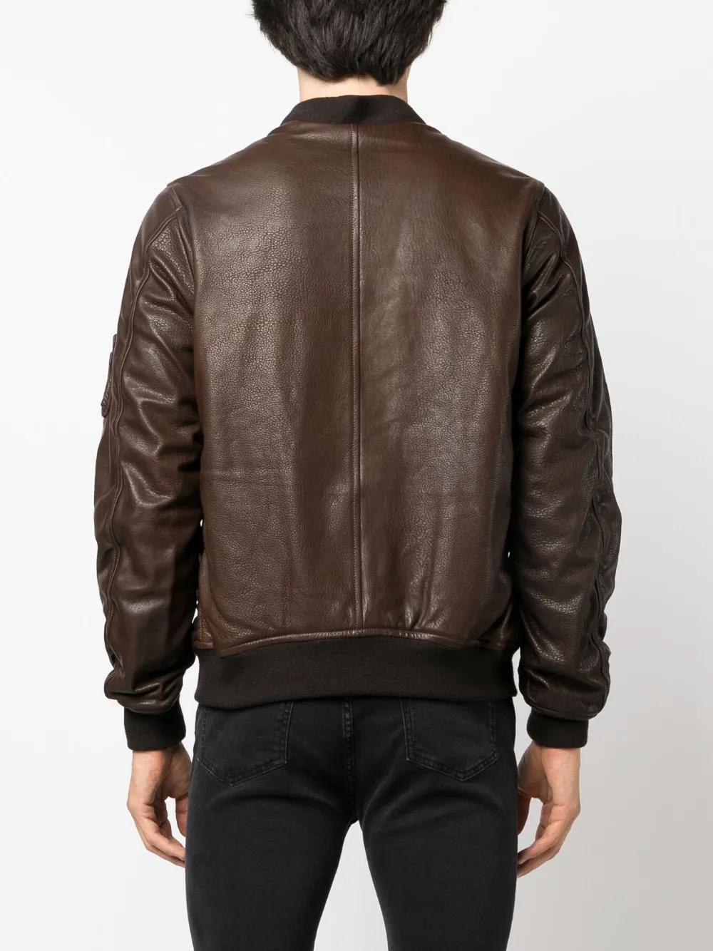 Shop Giorgio Brato Zip-up Leather Bomber Jacket In Brown