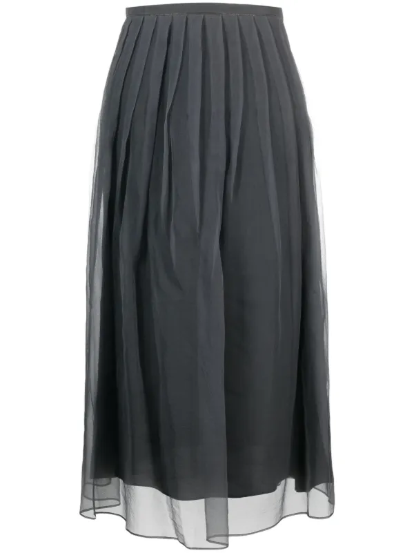 Brunello Cucinelli Pleated Chiffon Midi Skirt Farfetch