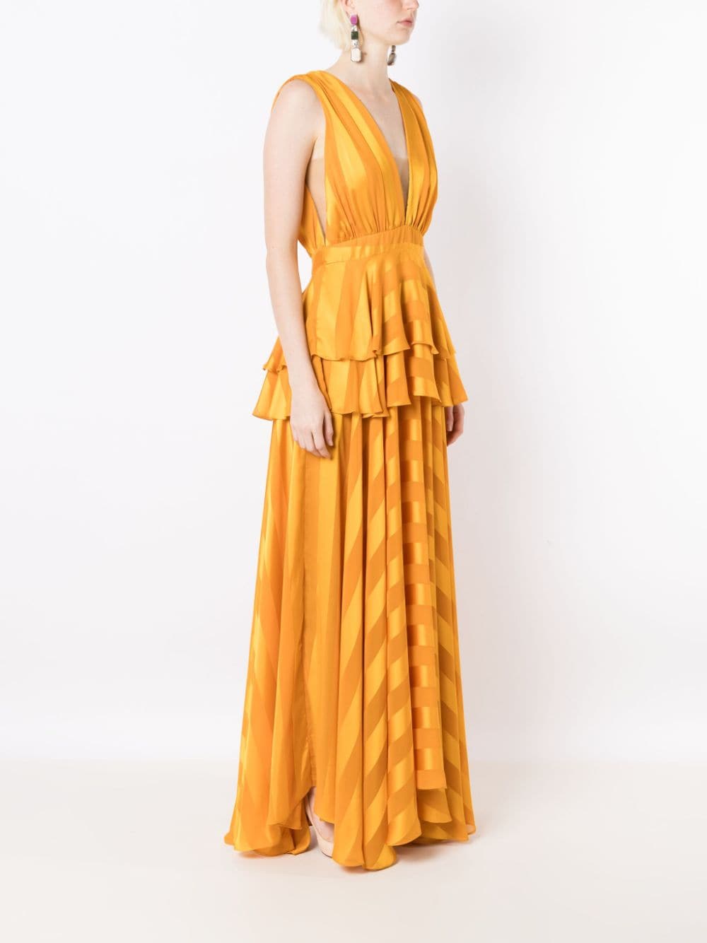 Shop Lethicia Bronstein Mariah Stripe-pattern Maxi Dress In Yellow