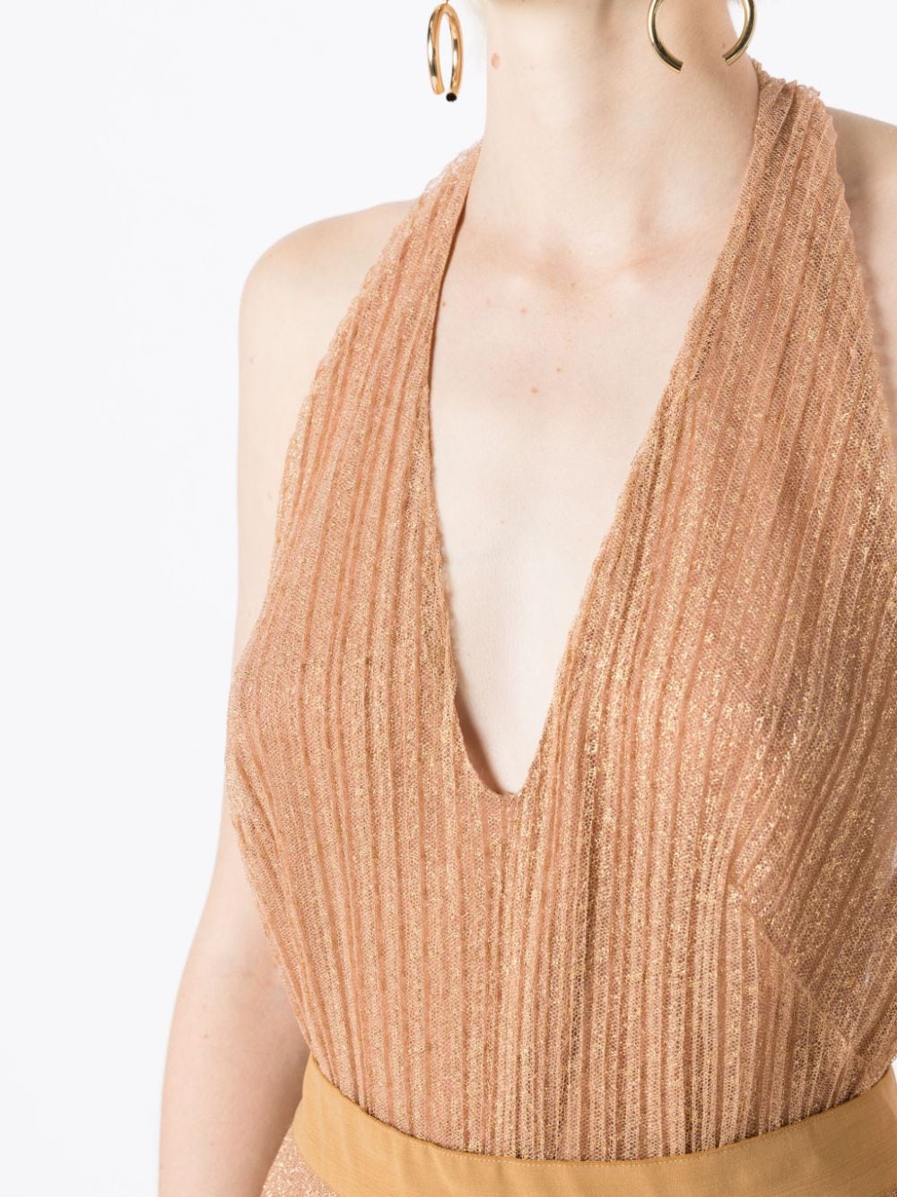 Shop Lethicia Bronstein Mariah Pleated Bodysuit In Brown