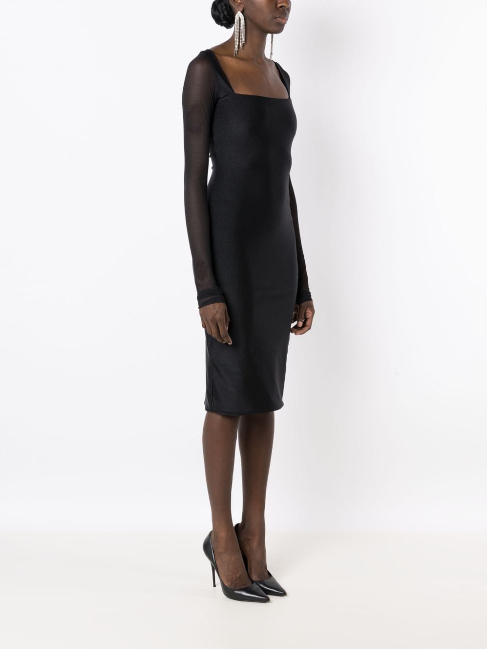 Shop Lethicia Bronstein Brigitte Square-neck Midi Dress In Black