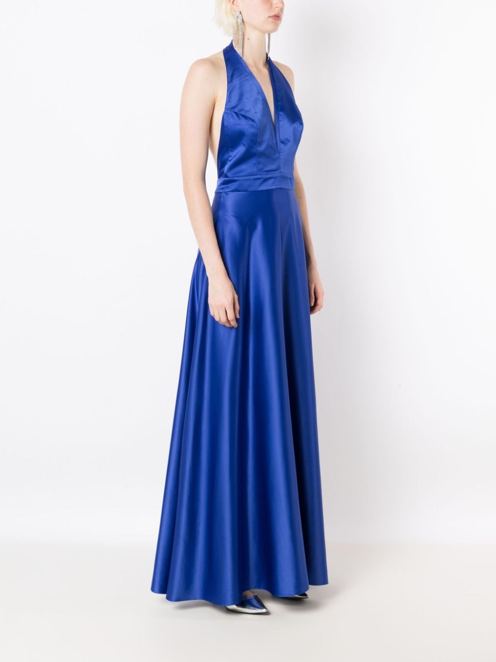 Shop Lethicia Bronstein Nala Lace-panel Maxi Dress In Blue